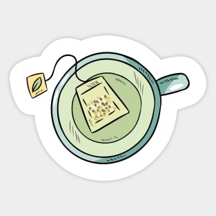 Green Tea Bag Cup Sticker